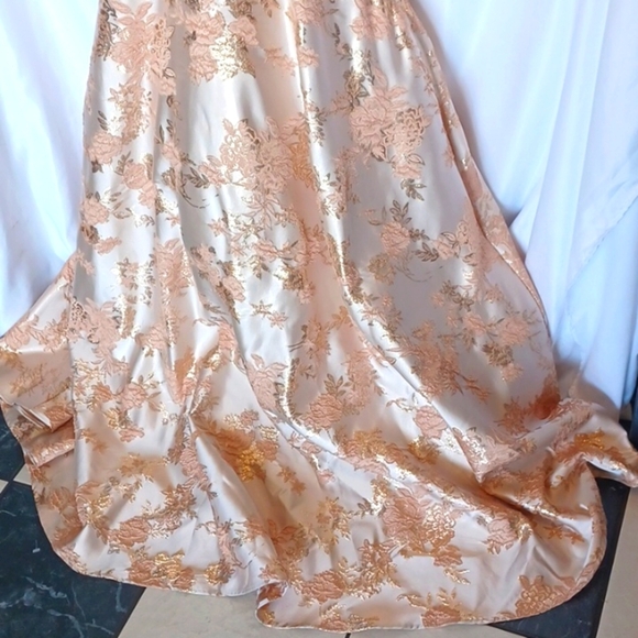 City Triangles NWT Size 15 Ball Gown! Blush Gold Brocade, side zip, 3 layers - Picture 4 of 7